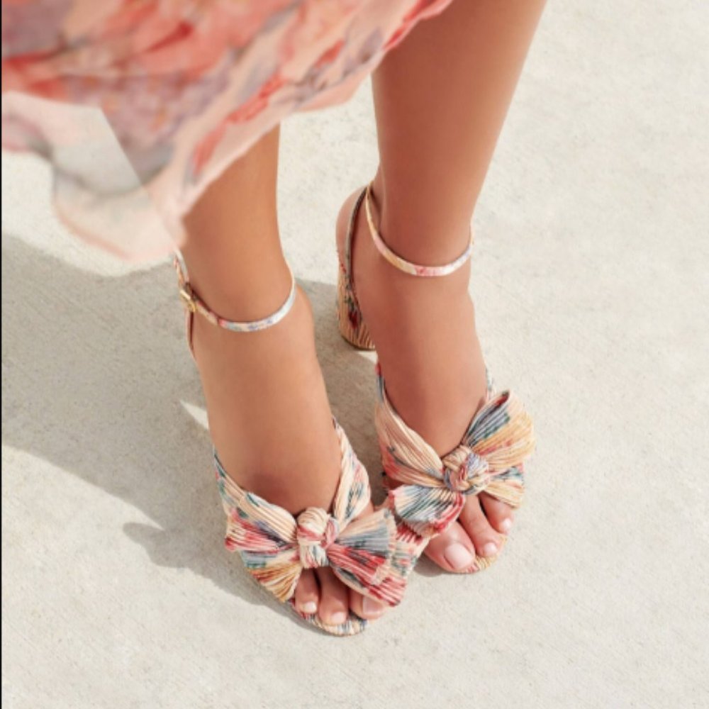 Loeffler Randall Camellia Floral Knot Heel Sandals Size 9